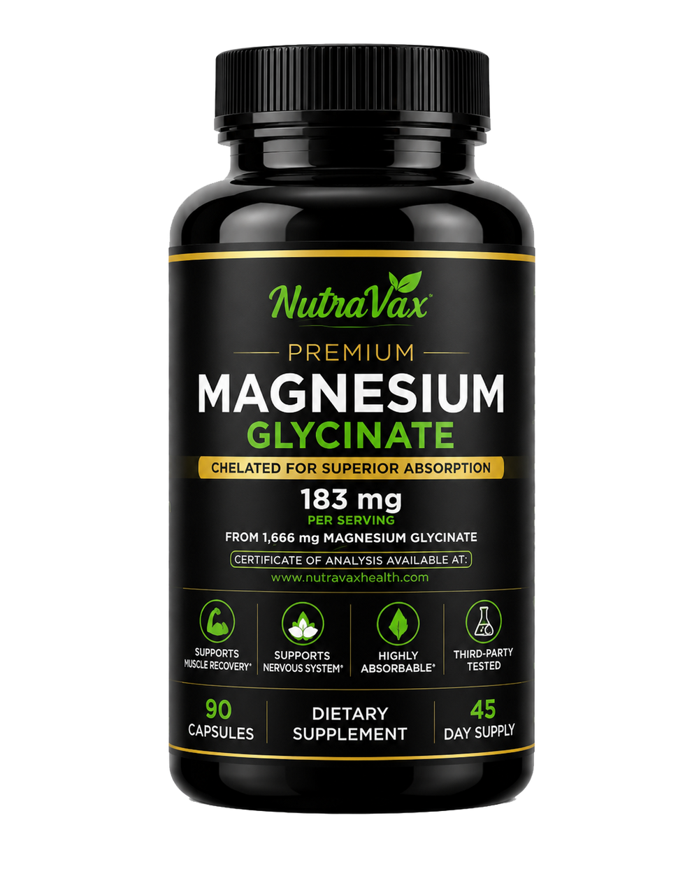 NutraVax Premium Magnesium Glycinate 90 capsules