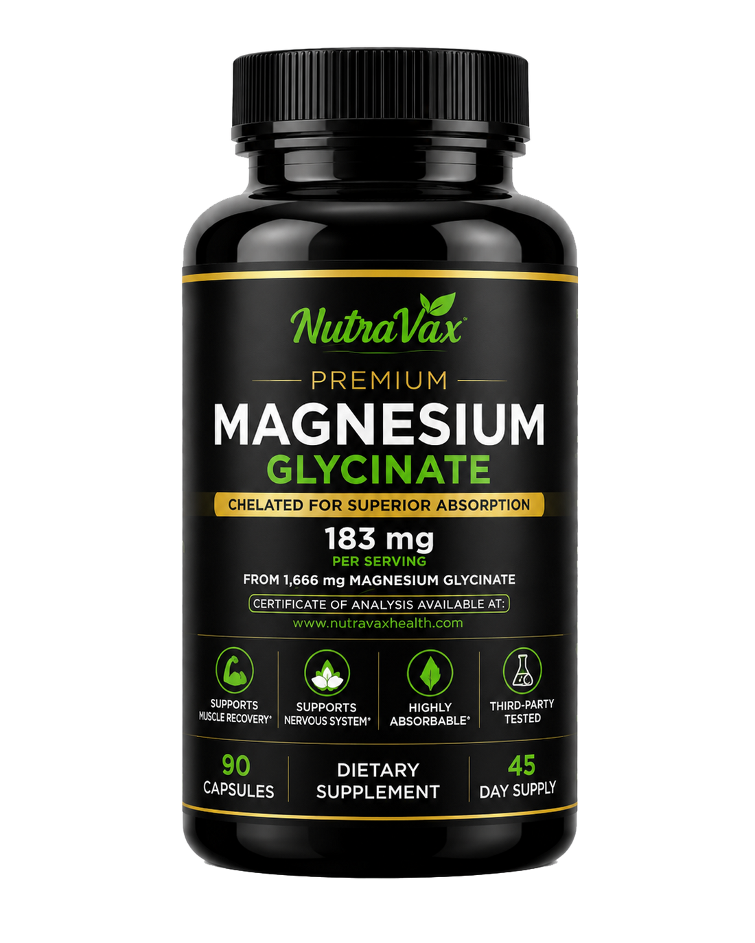 NutraVax Premium Magnesium Glycinate 90 capsules